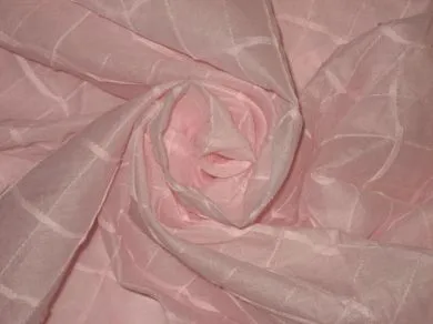 100 % Cotton organdy fabric light pink colour with chocolate pintucks 44" wide [1557]