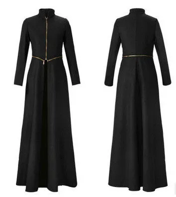 Beautiful High Neck Slim Super Long Coat