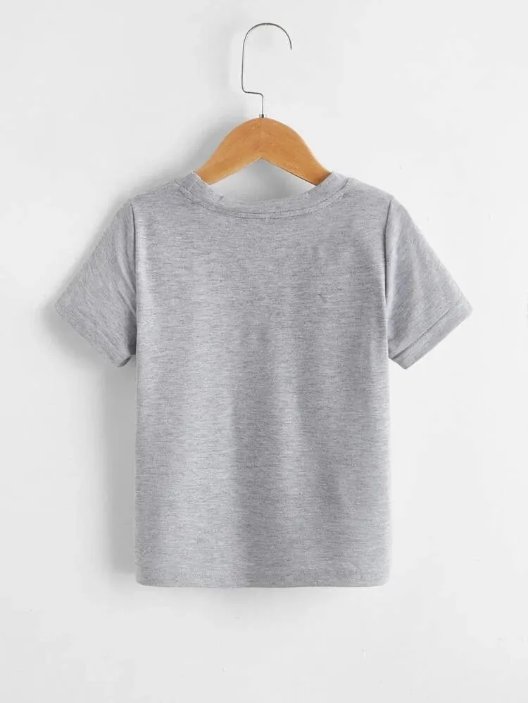 Boys’ Short-Sleeved Casual Tee in Grey