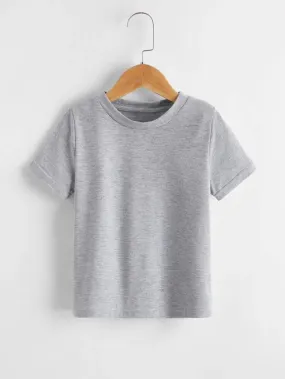 Boys’ Short-Sleeved Casual Tee in Grey