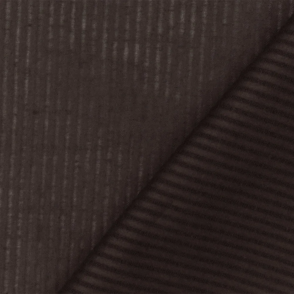 Brown Stripe Cotton Leno Woven Fabric