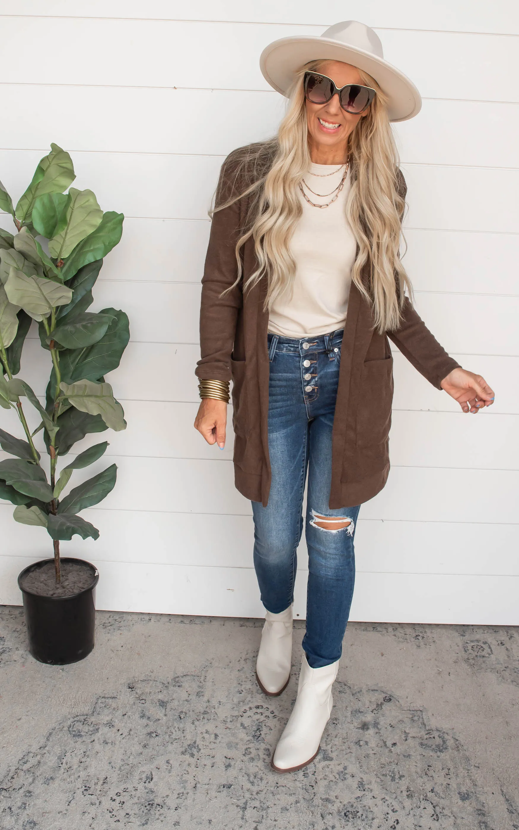 Brushed Knit Long Cardigan - Final Sale