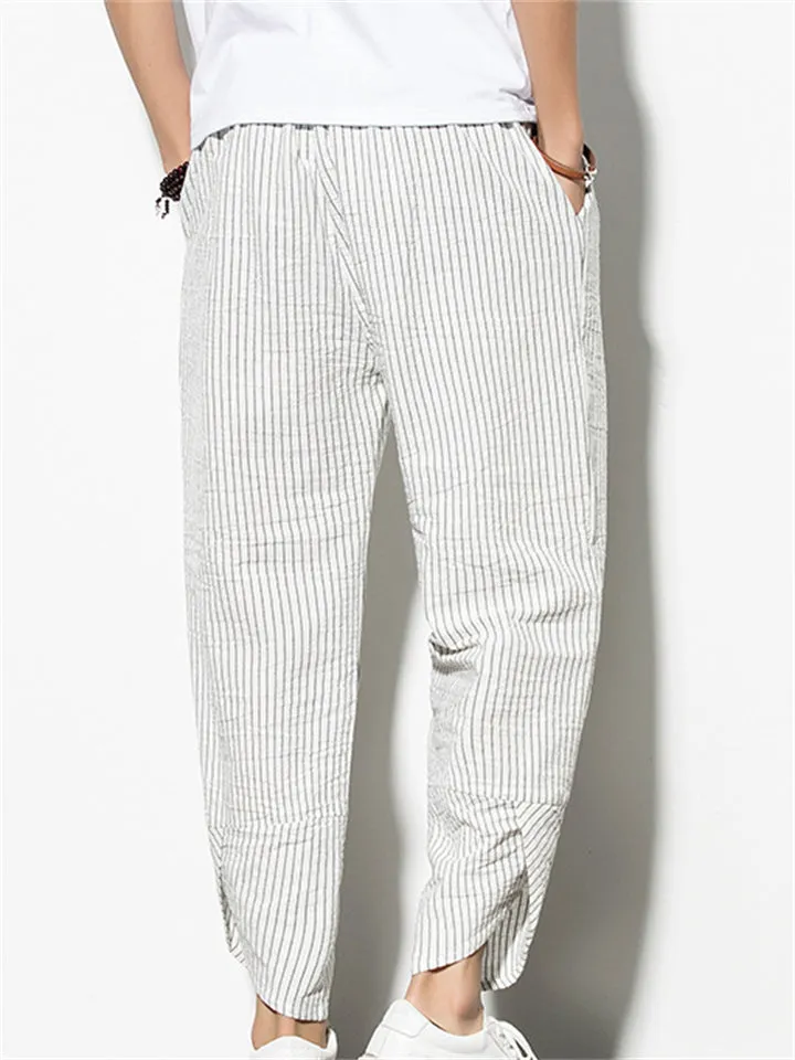 Casual Comfy Striped Linen Pants for Men