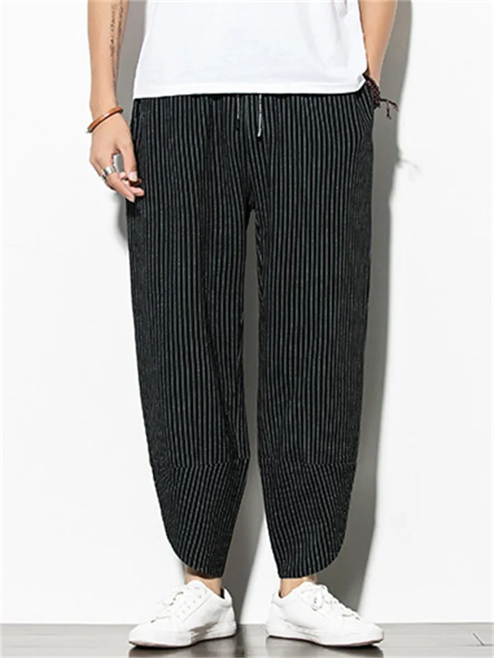 Casual Comfy Striped Linen Pants for Men