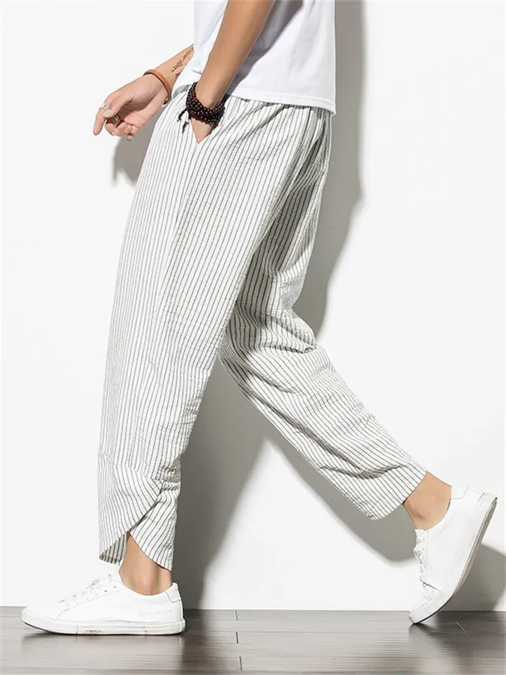 Casual Comfy Striped Linen Pants for Men