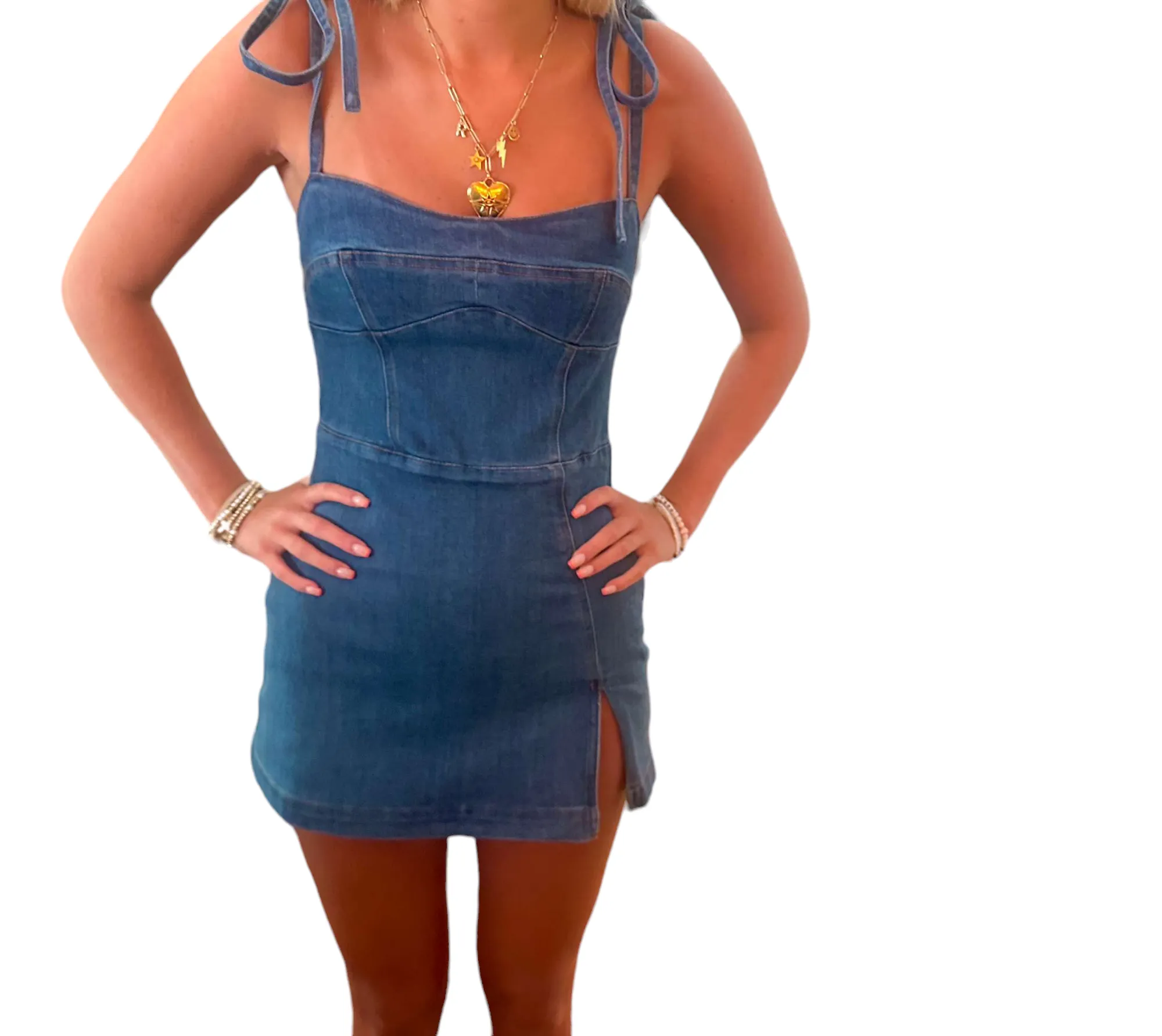 Chic Abigail Denim Delight Mini Dress