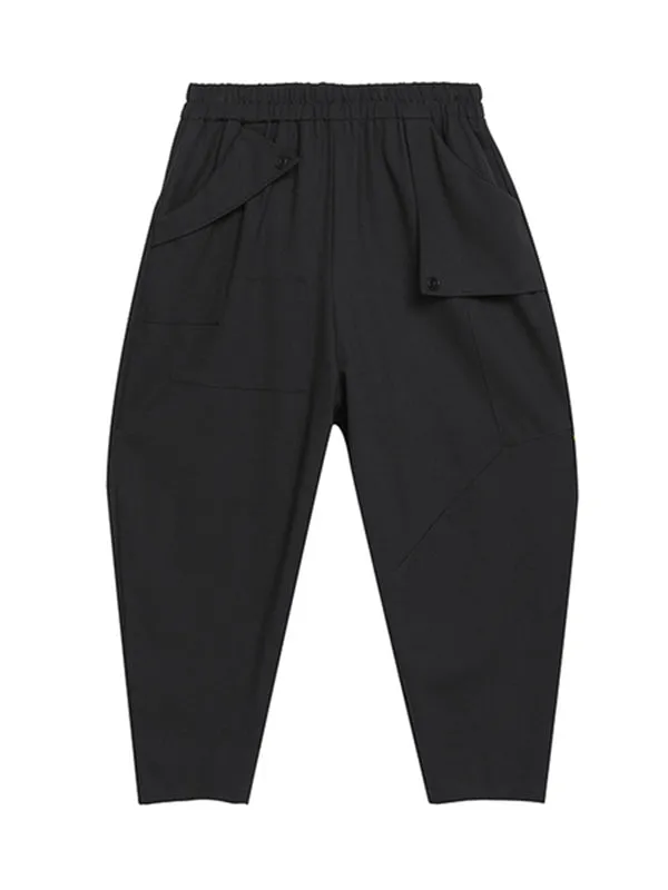 Chicmy-Stylish Black Asymmetric Elasticity Harem Pants