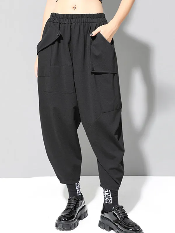 Chicmy-Stylish Black Asymmetric Elasticity Harem Pants