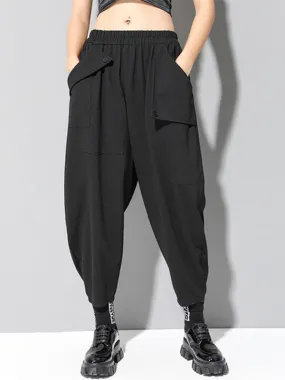 Chicmy-Stylish Black Asymmetric Elasticity Harem Pants