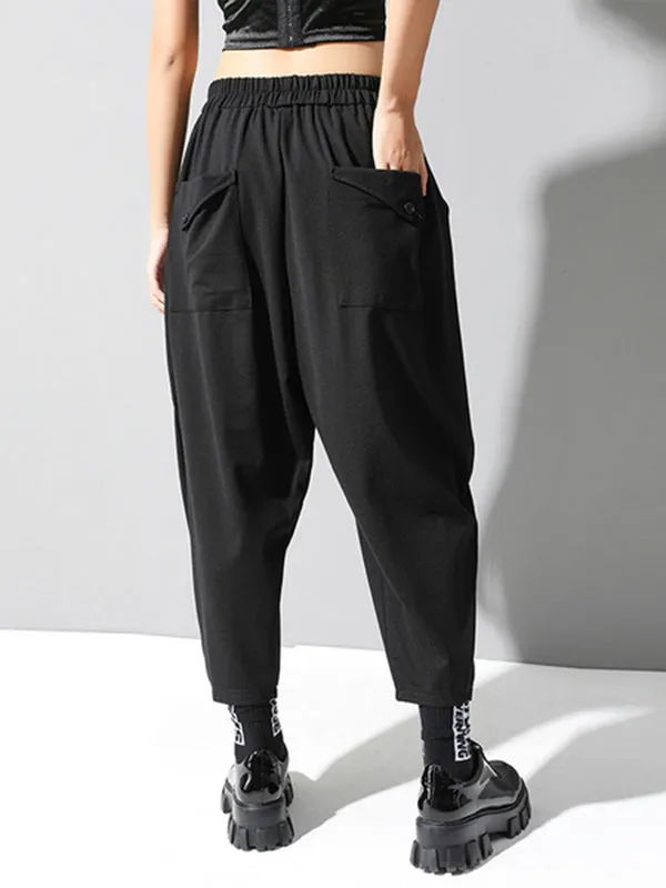 Chicmy-Stylish Black Asymmetric Elasticity Harem Pants