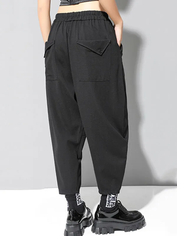 Chicmy-Stylish Black Asymmetric Elasticity Harem Pants