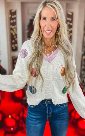 Christmas Sequin Ornament Cardigan