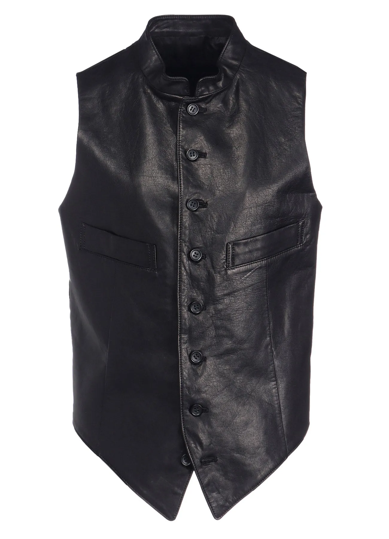 COW LEATHER STAND COLLAR VEST