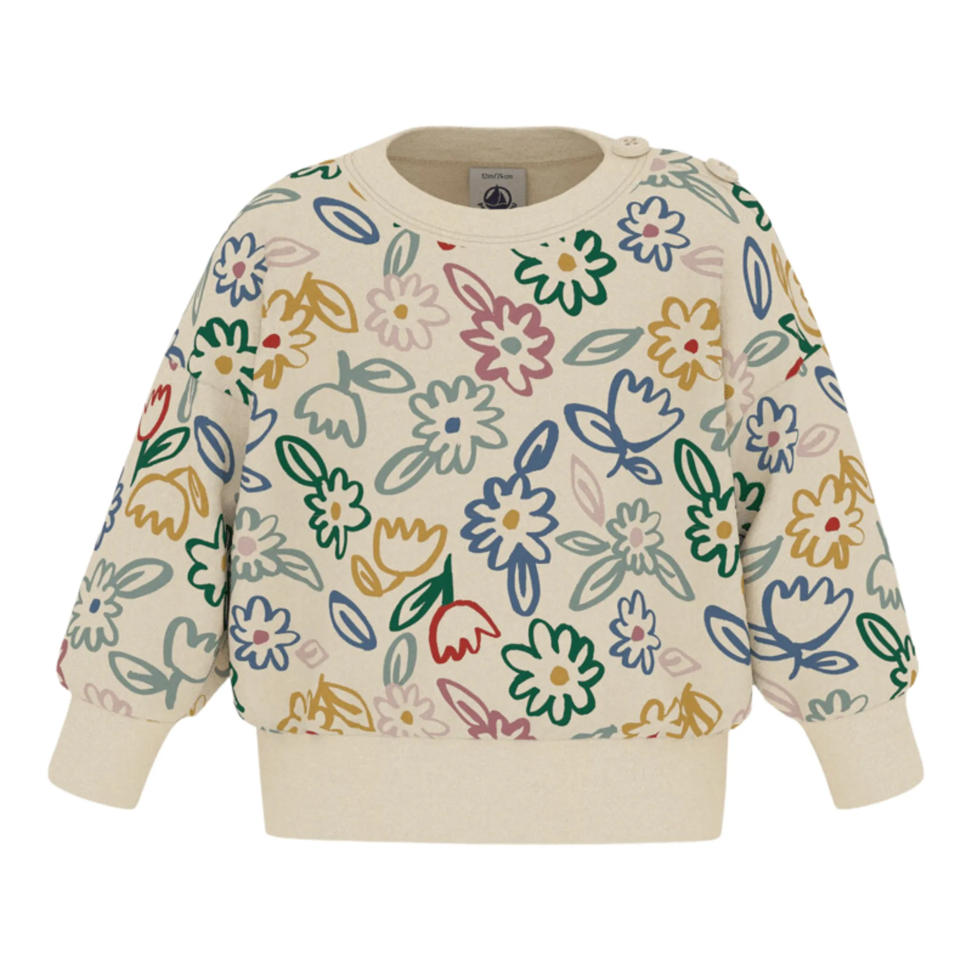 Cream Flowers Baby Printed Sweatshirt