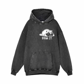 Dam It Cat Vintage Washed Hoodie