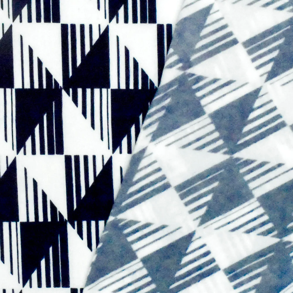 Dark Navy-White Diamond Geometry Stretch Polyester ITY Knit Fabric