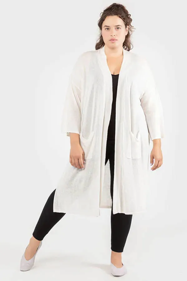 Dex Plus Open-Front Side-Slit Long Cardigan