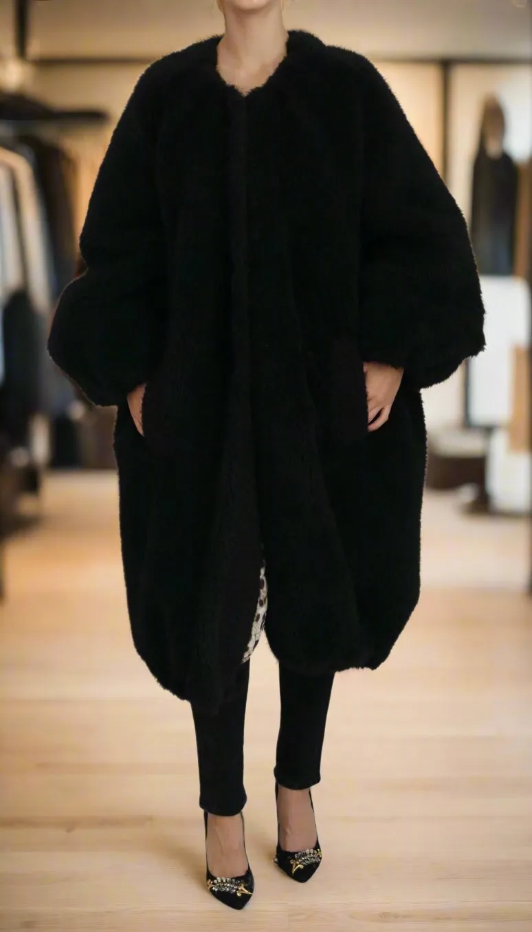 DOLCE & GABBANA Elegant Black Cashmere Blend Overcoat Jacket