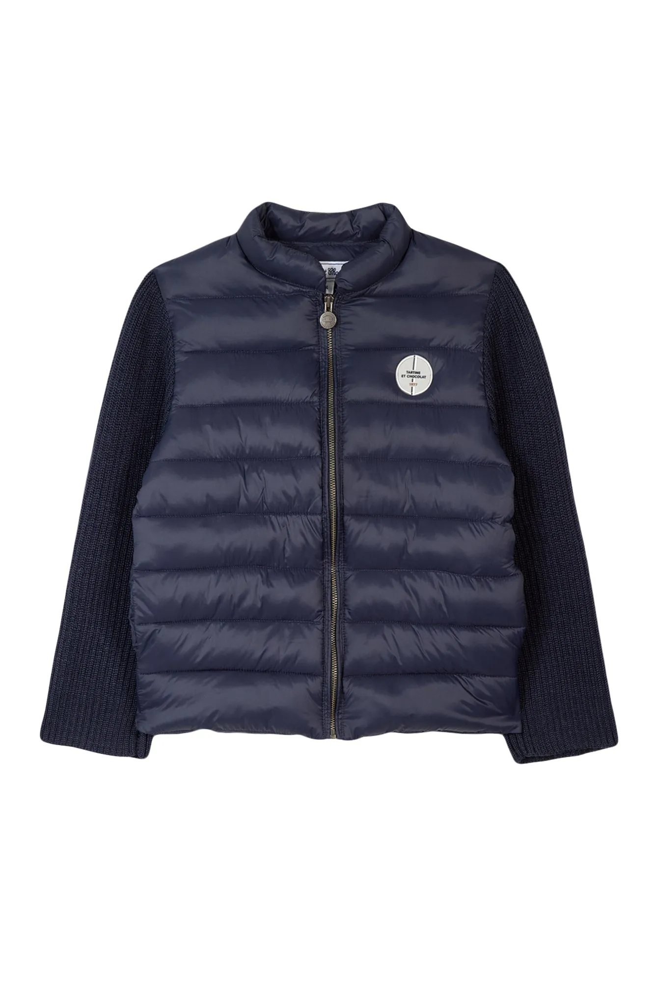 Down jacket - Navy Bi-Material long sleeves