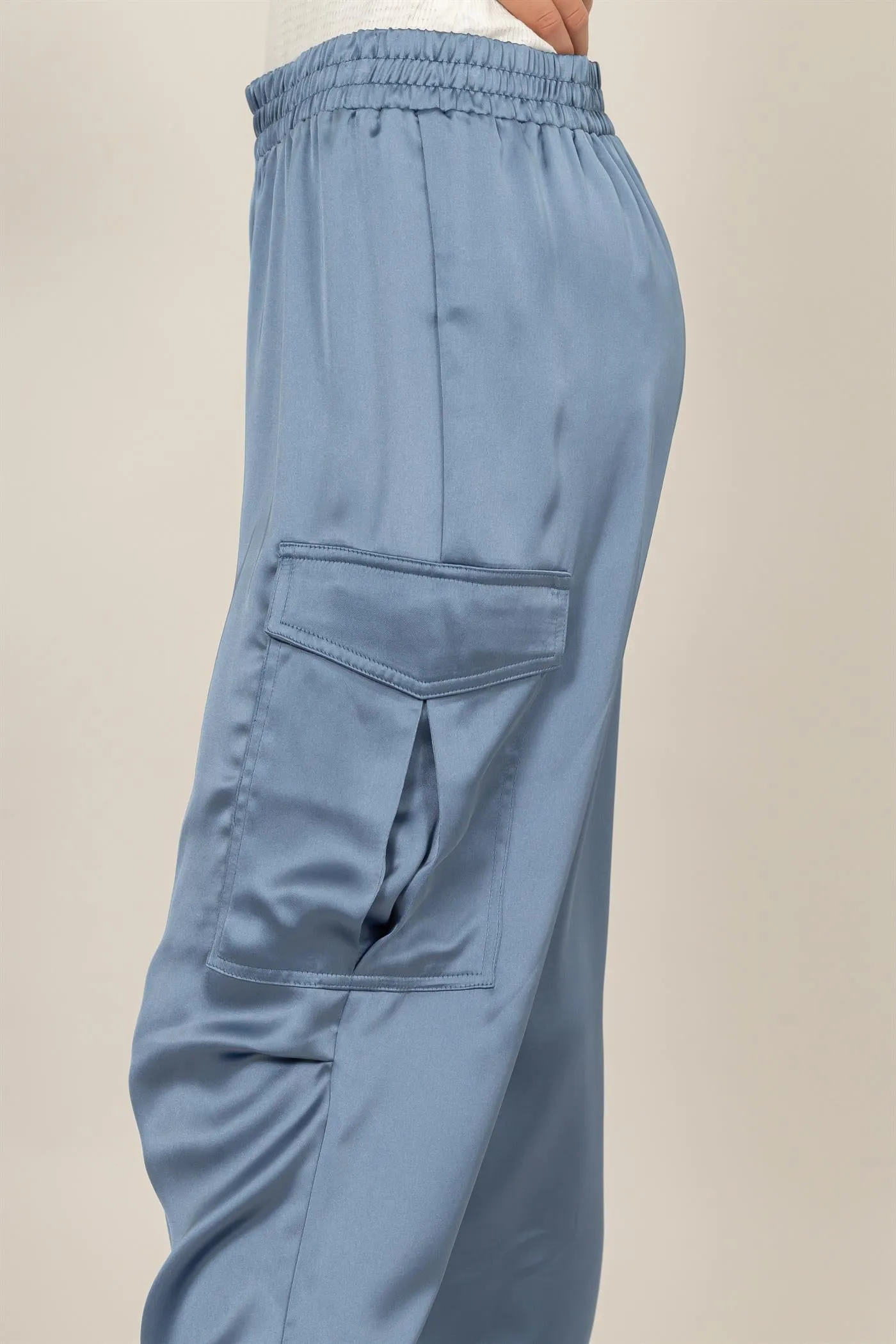 DZ24C052-Stylish Approach Satin Cargo Pants