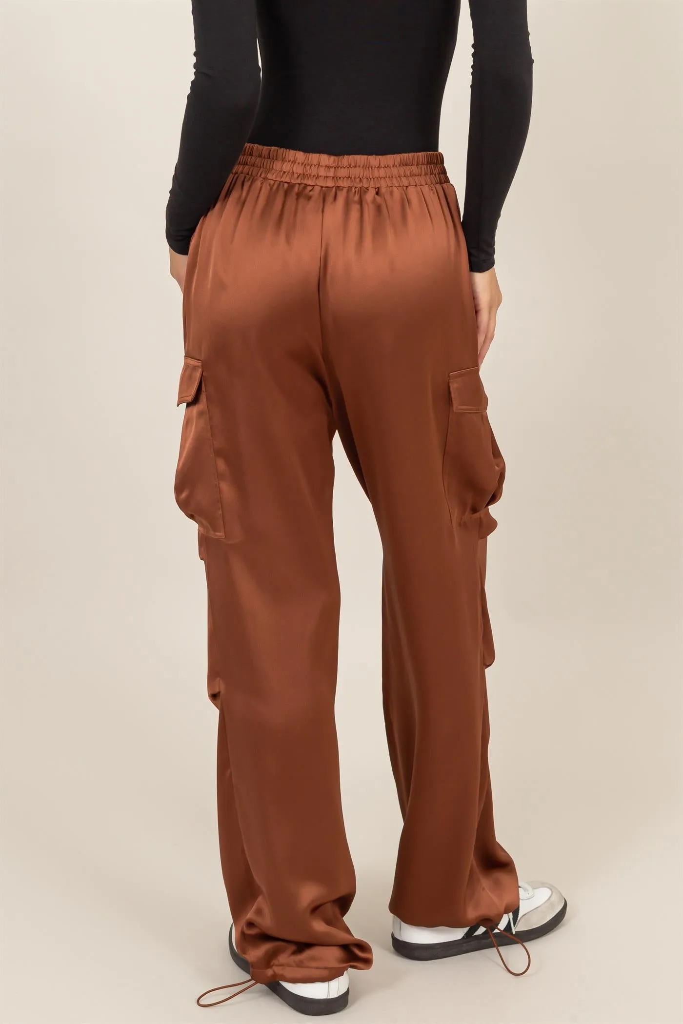 DZ24C052-Stylish Approach Satin Cargo Pants