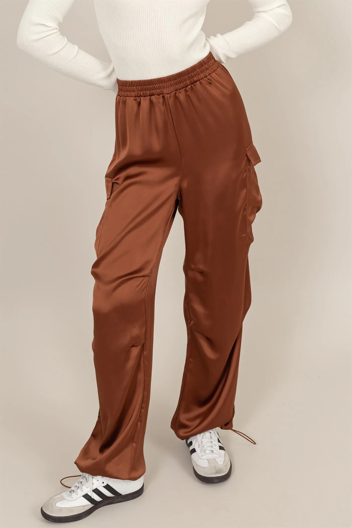 DZ24C052-Stylish Approach Satin Cargo Pants