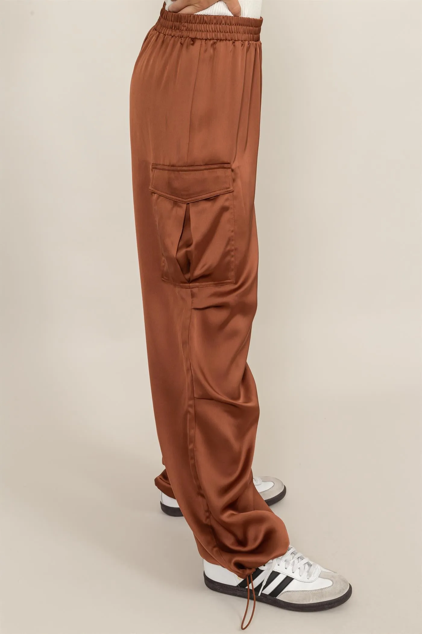 DZ24C052-Stylish Approach Satin Cargo Pants