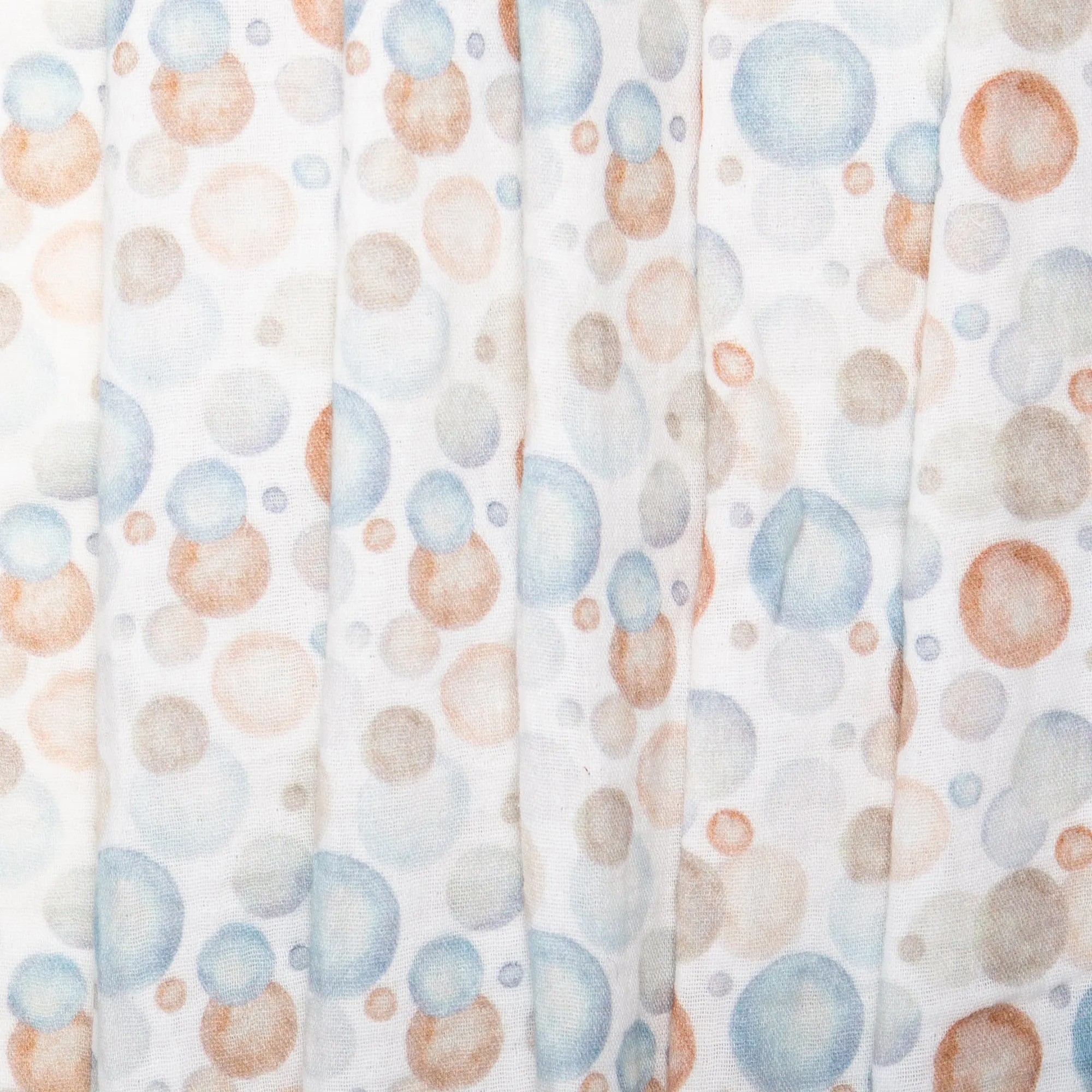 EUROPEAN Digital printed double gauze - Bubbles - Blue / Brown