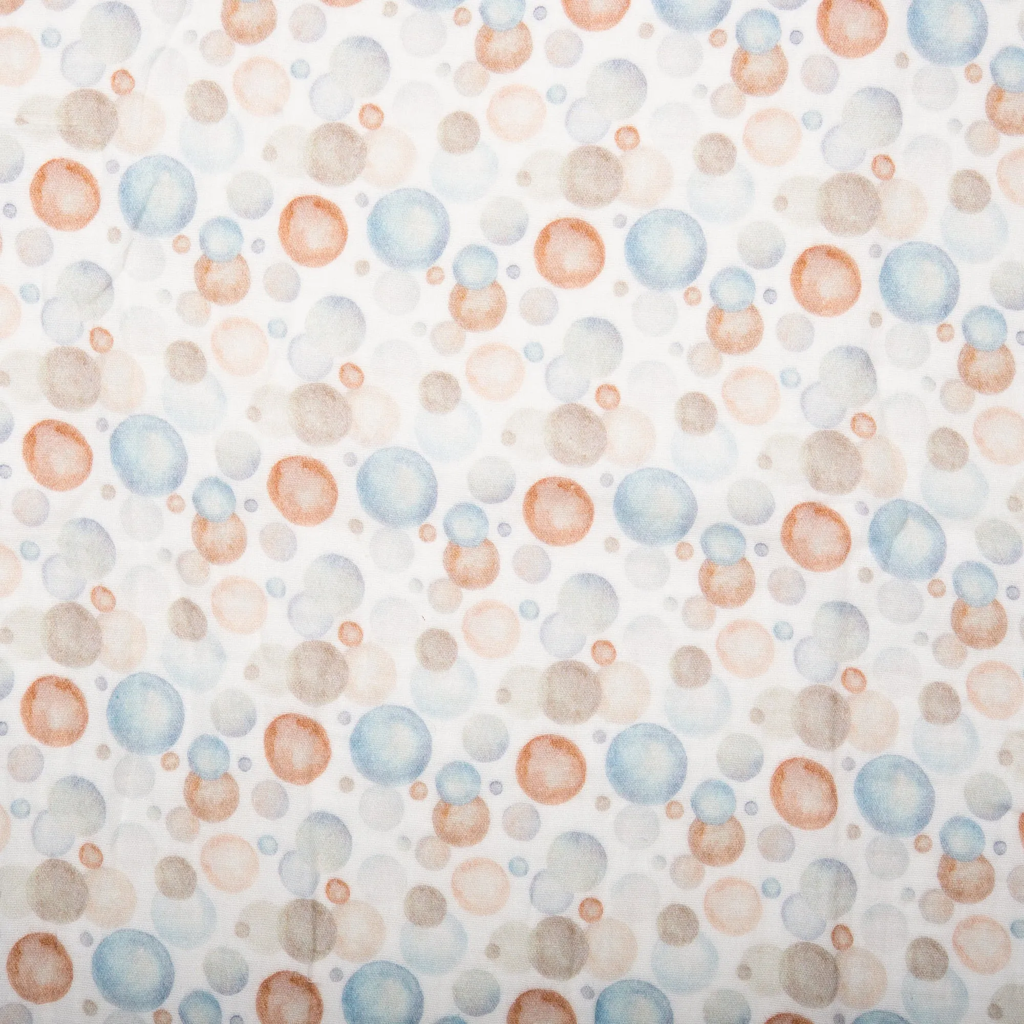 EUROPEAN Digital printed double gauze - Bubbles - Blue / Brown