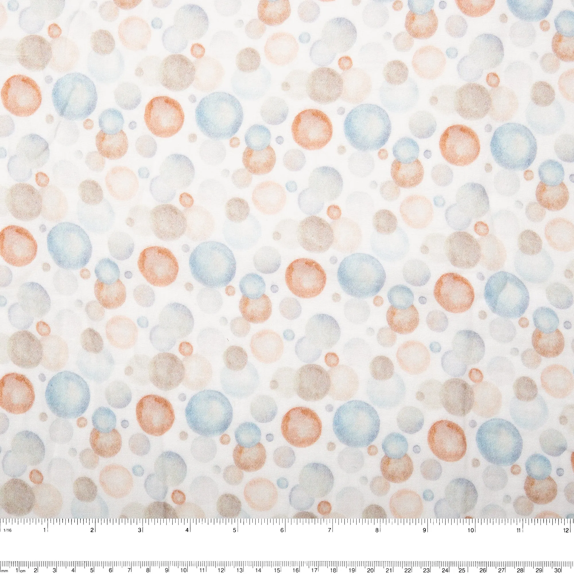 EUROPEAN Digital printed double gauze - Bubbles - Blue / Brown