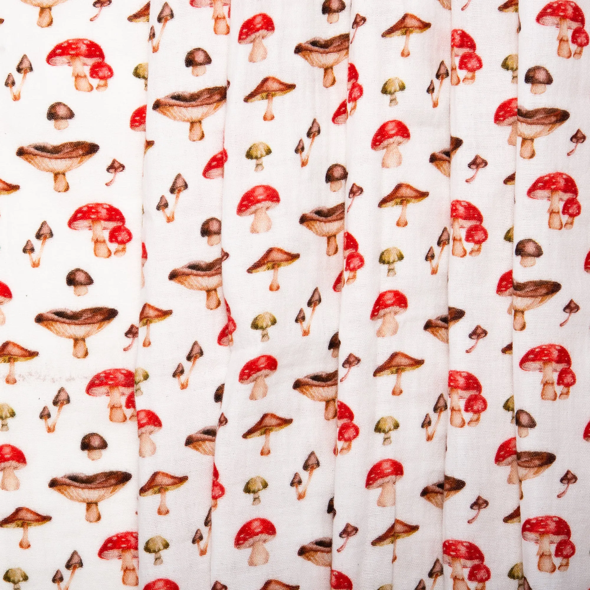 EUROPEAN Digital printed double gauze - Mushroom - Red