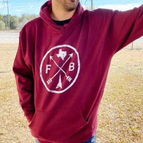 Fast Back Men's Criss Cross Logo Hooded Sweatshirt in Maroon