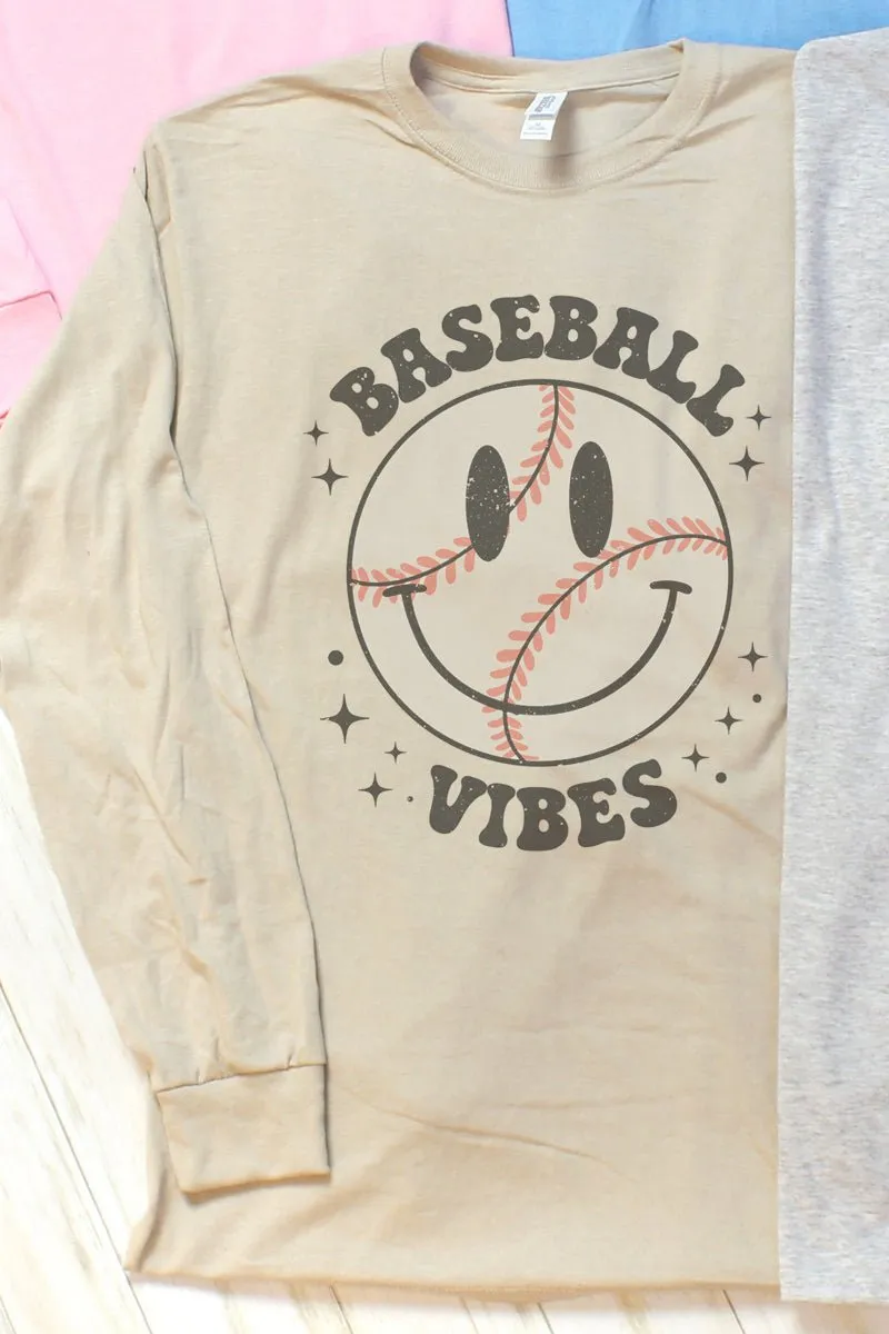 Happy Face Baseball Vibes Unisex Dri-Power Long-Sleeve 50/50 Tee