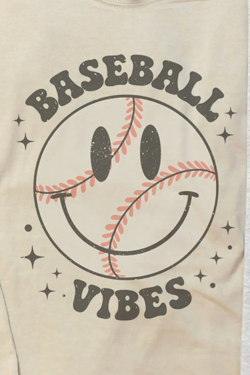 Happy Face Baseball Vibes Unisex Dri-Power Long-Sleeve 50/50 Tee