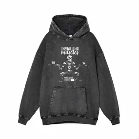 Installing Muscle Skeleton Barbell Vintage Washed Hoodie