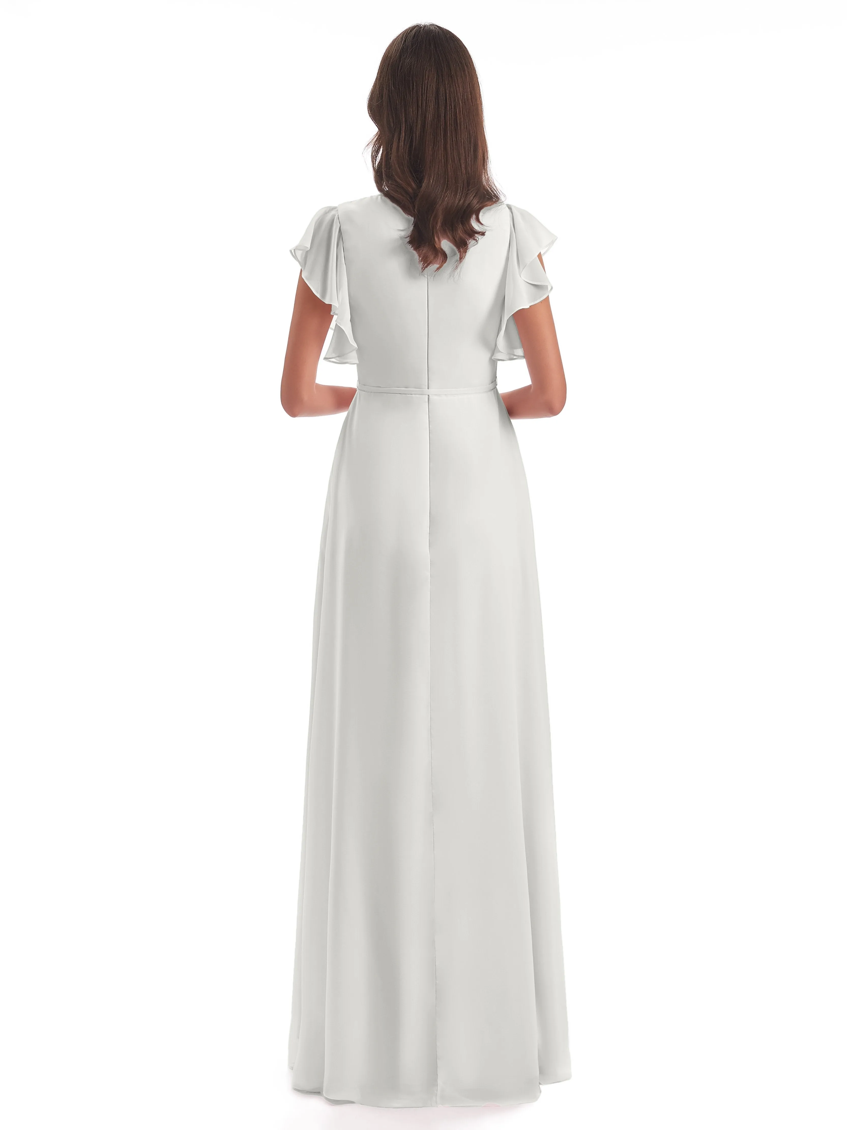 Ivory Bridesmaids Dress Hope Charming V Neck Long Chiffon Bridesmaid Dresses