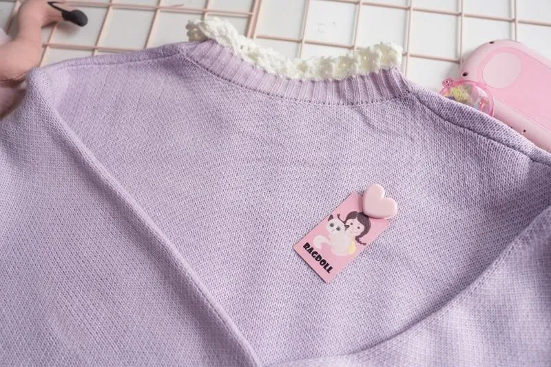 Lavender Kitten Crewneck