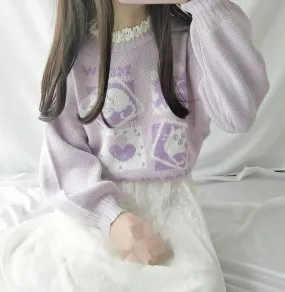 Lavender Kitten Crewneck