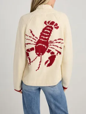 Lobster Motif Cardigan Sweater for Women - Button Front Knit Outerwear