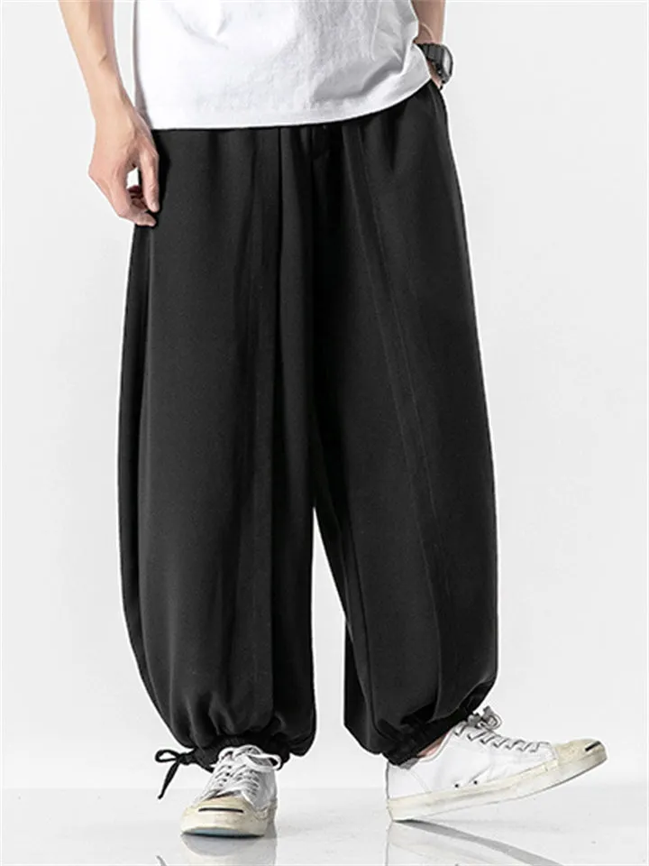 Men's Comfy Japanese Style Ankle-Tied Loose Pants