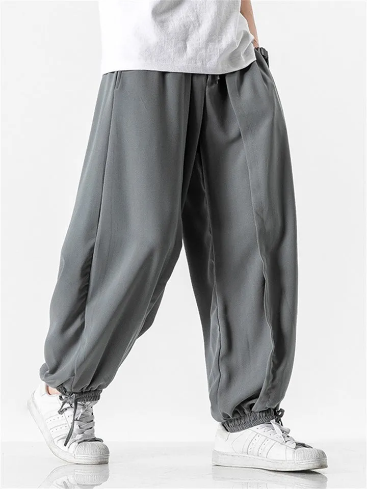 Men's Comfy Japanese Style Ankle-Tied Loose Pants