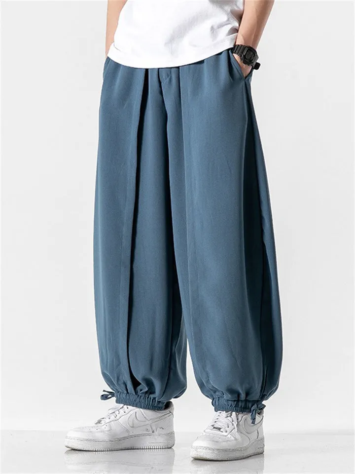 Men's Comfy Japanese Style Ankle-Tied Loose Pants