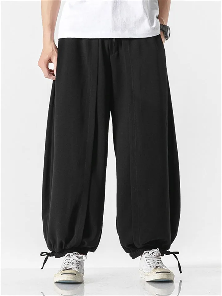 Men's Comfy Japanese Style Ankle-Tied Loose Pants