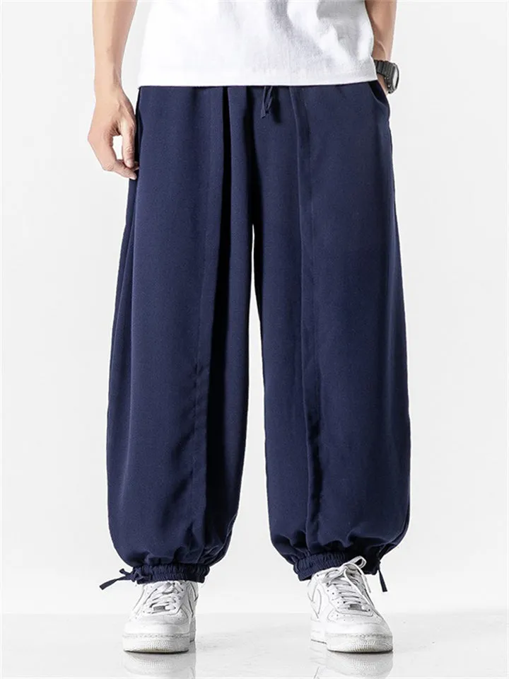 Men's Comfy Japanese Style Ankle-Tied Loose Pants