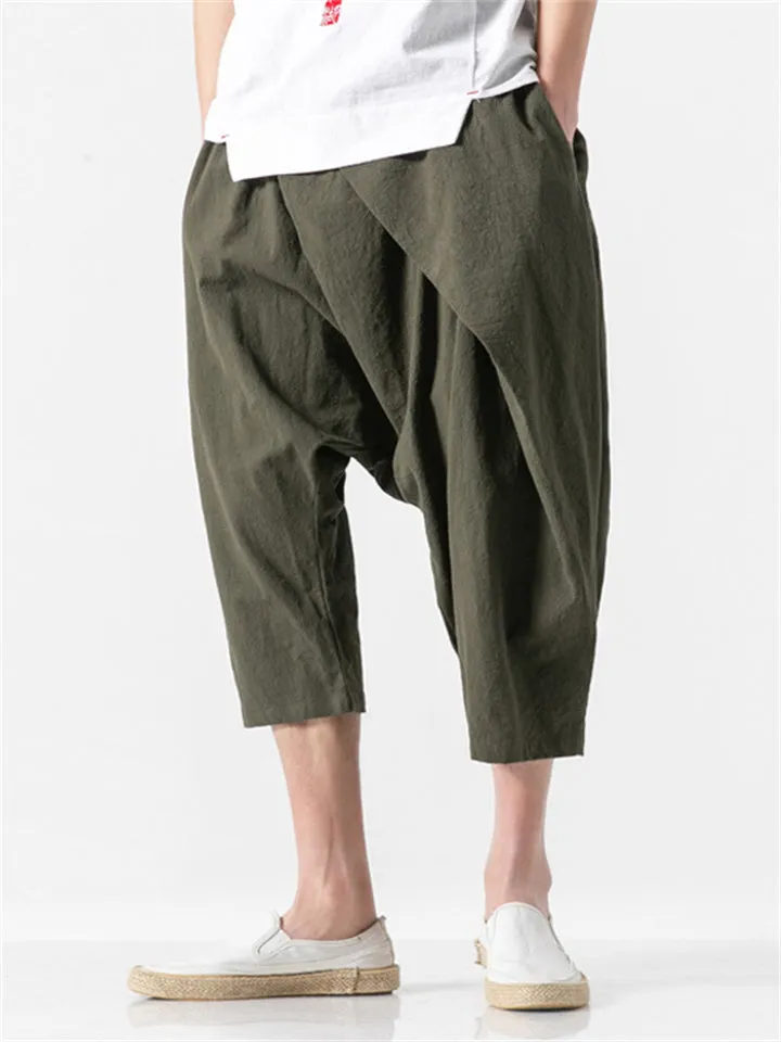 Men's Cozy Stylish Irregular Cropped Cotton Pants