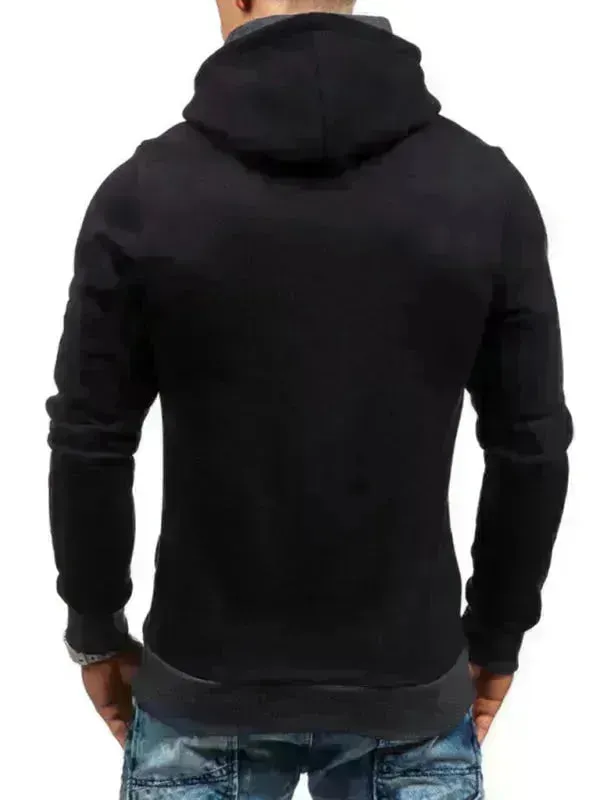 Men's Diagonal Zipper Long-Sleeved Hoodie