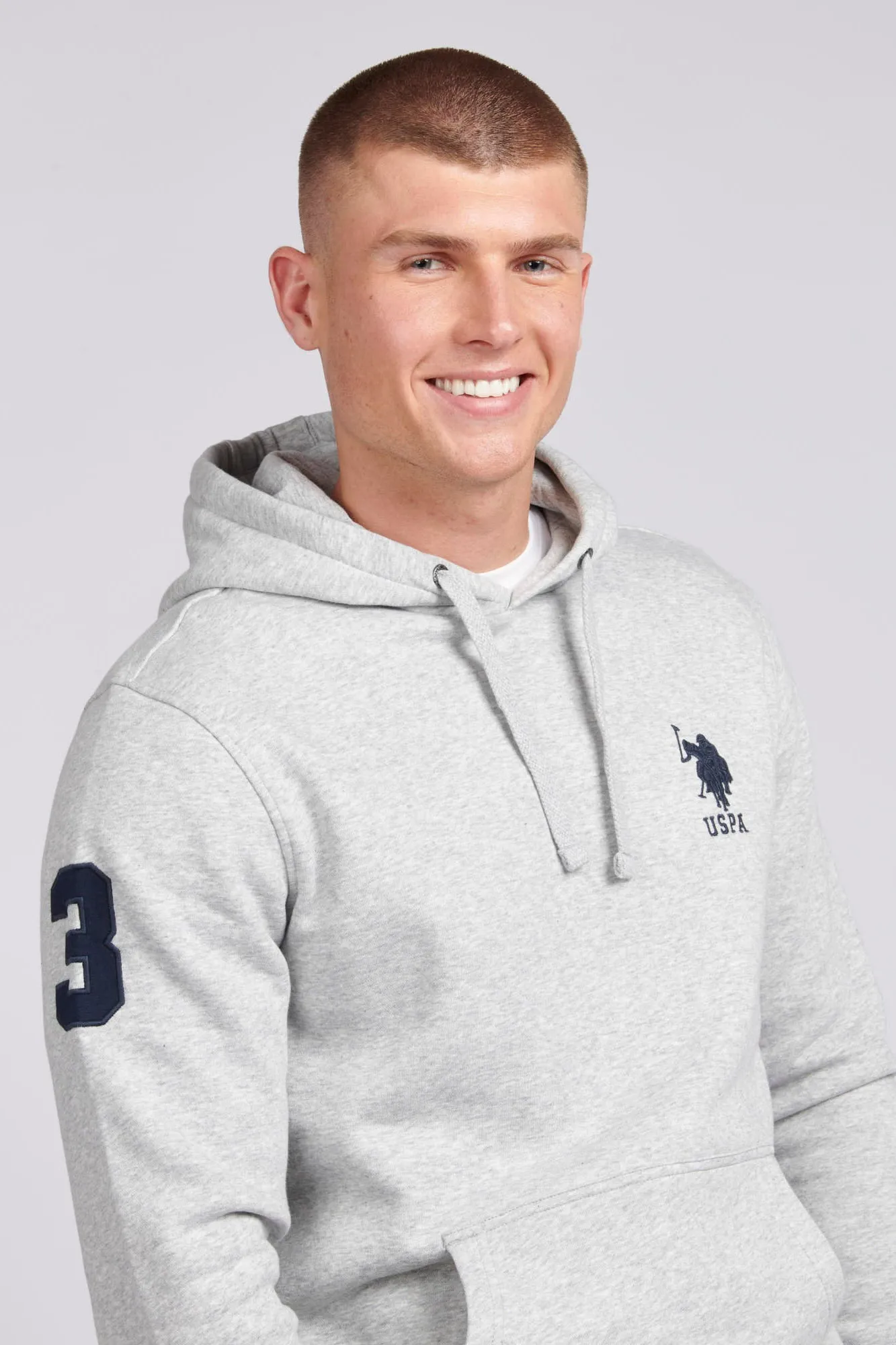 Mens Player 3 Hoodie in Mid Grey Marl