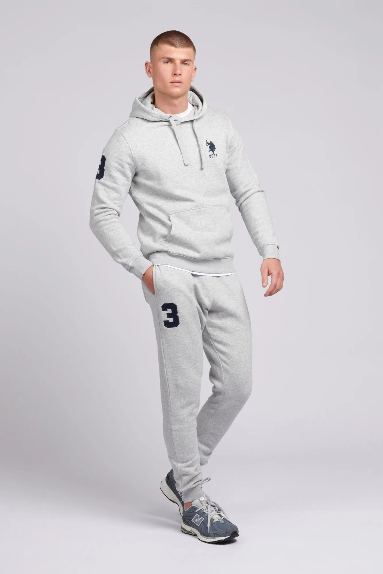 Mens Player 3 Hoodie in Mid Grey Marl