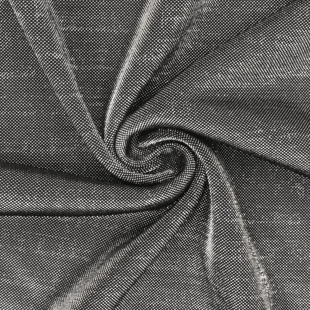 Mercury Silver-Black Metallic Texture Stretch Double Knit Fabric