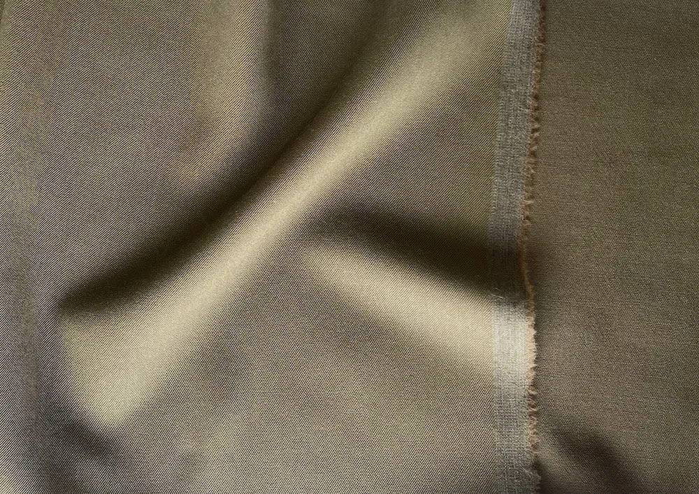 Mid-Weight Khaki Olive Wool Gabardine (Made in USA)